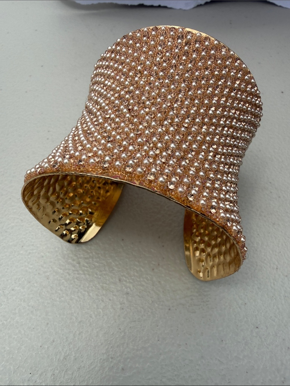 Crystal-Encrusted Gold Cuff Bracelet